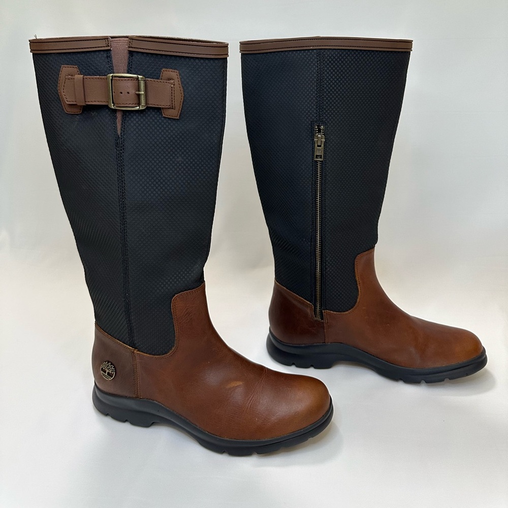 Timberland Women's Terrain Tall Leather Waterproof Boots Brown A1KCR Size 9 US